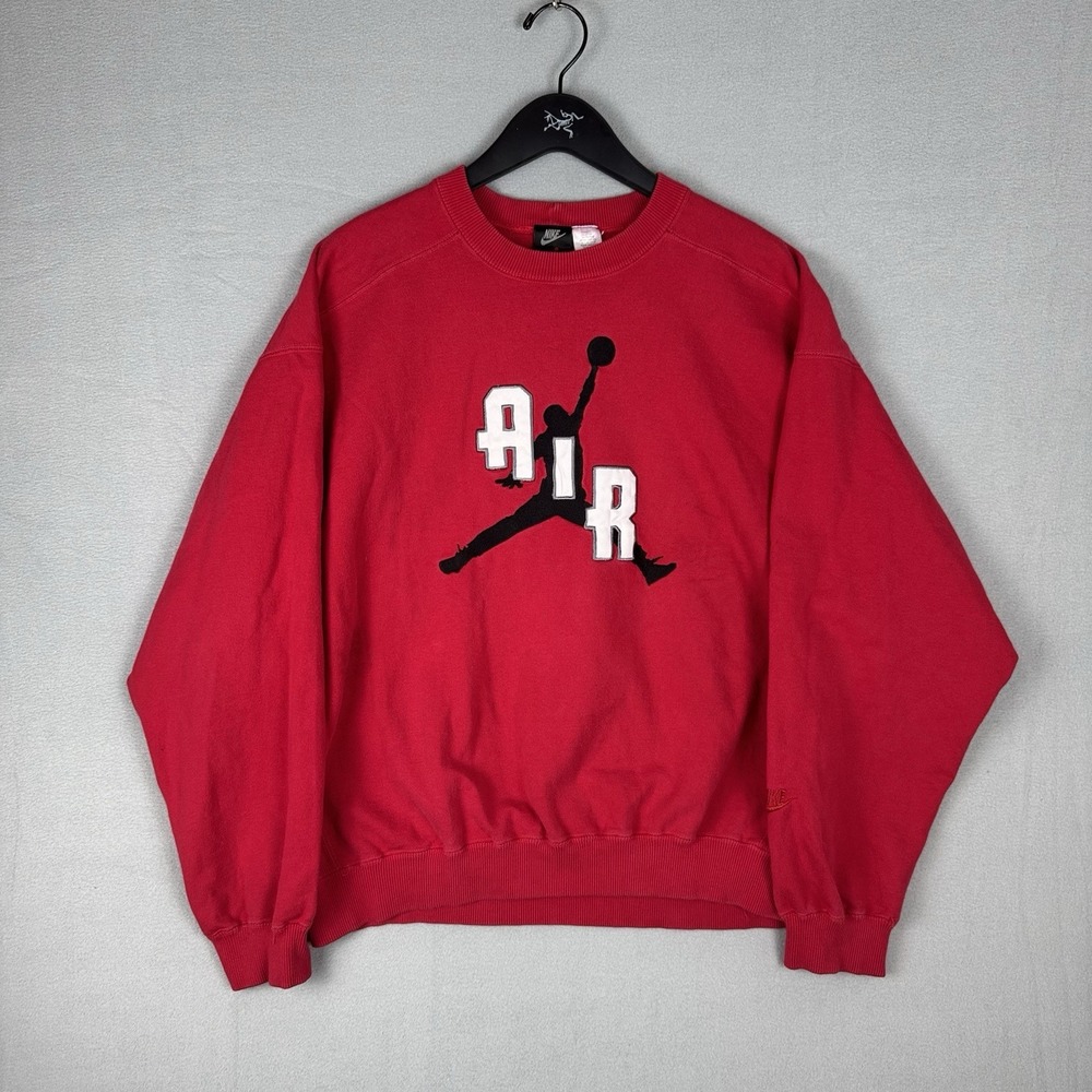 Vintage 90s Jordan Nike Jumpman Red Crewneck Sweatshirt Men's Large Pullover
